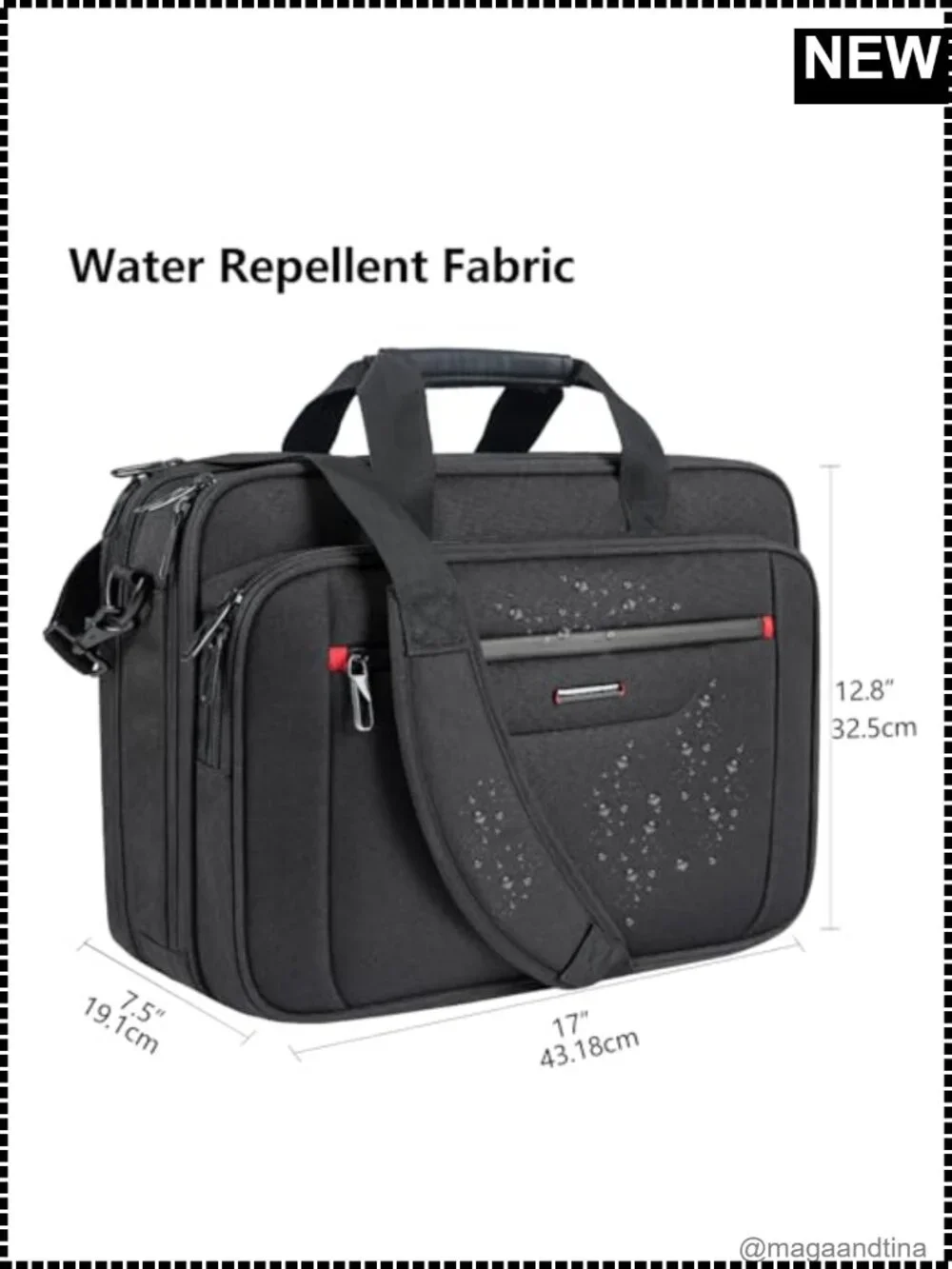 VANKEAN Expandable Laptop Briefcase 17.3 Inch Waterproof Canvas Travel Bag